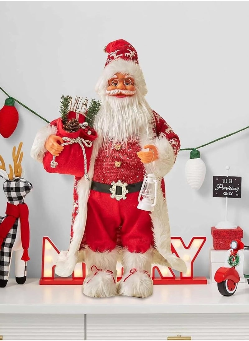 Christmas Village Decoration Accessories Plastic Santa Claus Figurine for Xmas Village Collection Free Standing Father Christmas Sculpture Novelty Decorative Artwork for Desk Ornament