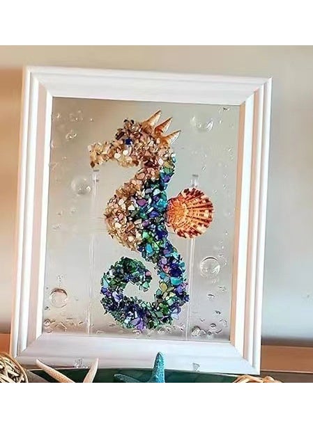 New DIY Resin Art Kit Ocean Craft Seahorse material package + photo frame