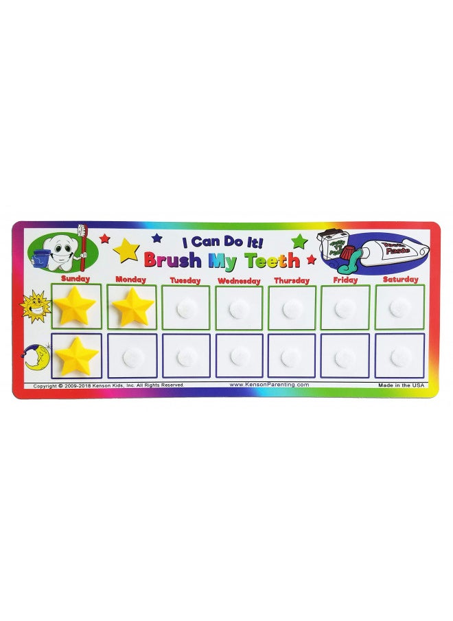 Kenson Kids I Can Do It! Brush My Teeth Reward Chart KPSOH3000 toothbrushing chart, oral hygine, star chart for kids 5x11.5 inches, Ages 3+