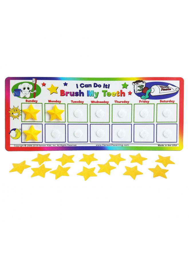 Kenson Kids I Can Do It! Brush My Teeth Reward Chart KPSOH3000 toothbrushing chart, oral hygine, star chart for kids 5x11.5 inches, Ages 3+