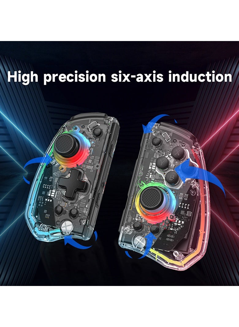 Classic Gamepad LinYuvo Joycon Bluetooth Game Controller Compatible with Switch, Switch Lite, Switch OLED RGB Light Six-Axis Gyroscope Turbo Function Adjustment Dual Vibration Transparent