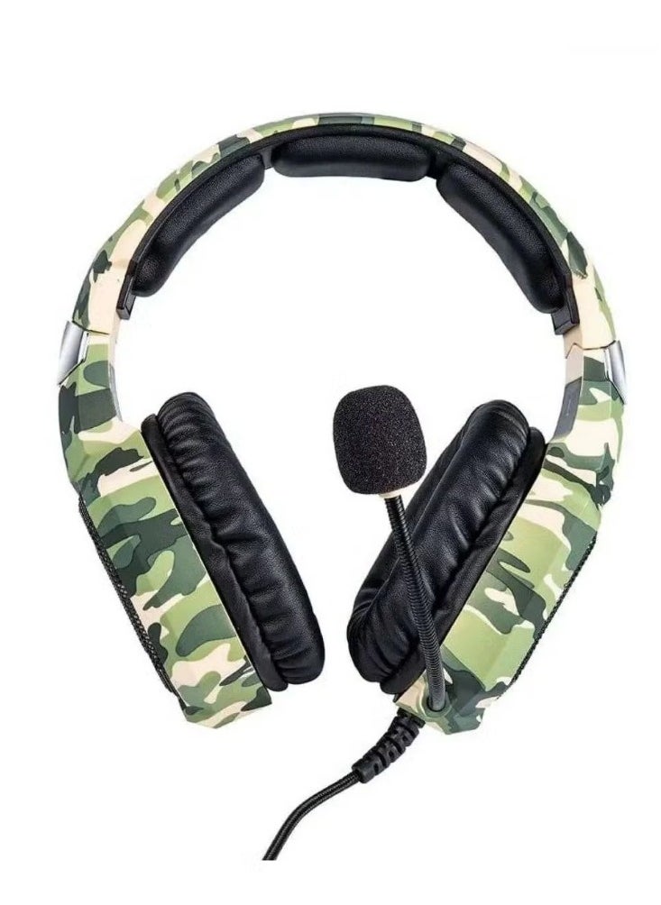 ONIKUMA K8 Stereo Gaming Headset with Mic and Controls for PC, PS4, Xbox and Mobiles (Camouflage Green)