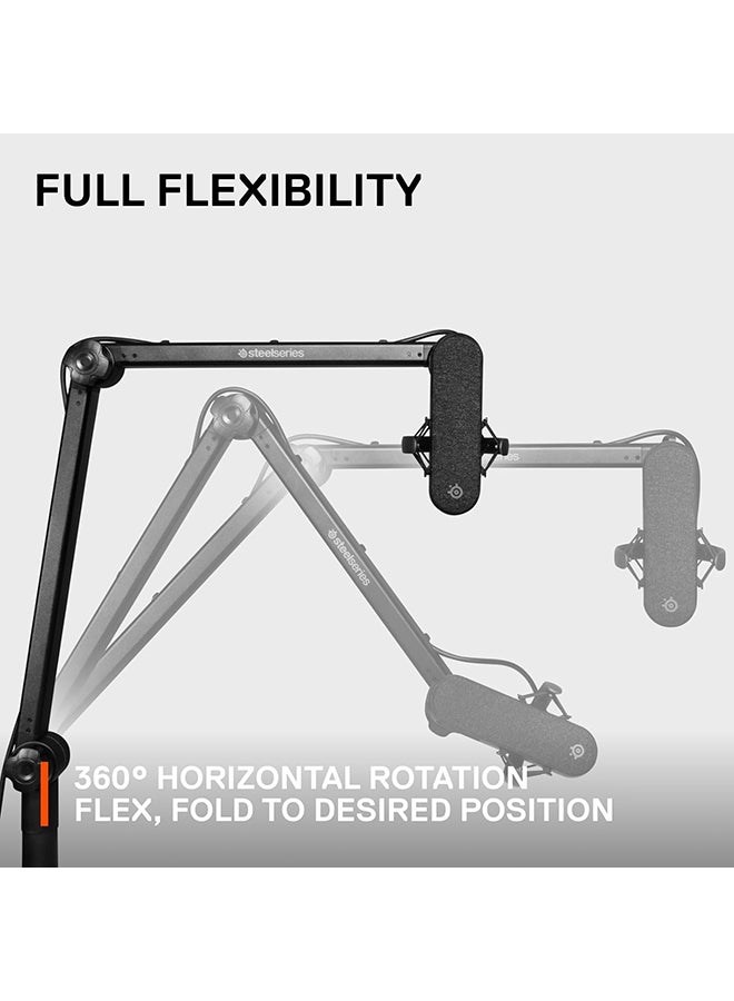 SteelSeries Alias/Alias Pro Mic Boom Arm - For Gaming, Streaming, and Podcasting - 360° Rotation - Desk Clamp - Folding Scissor Design - Hidden Springs - Cable Management - 3/8