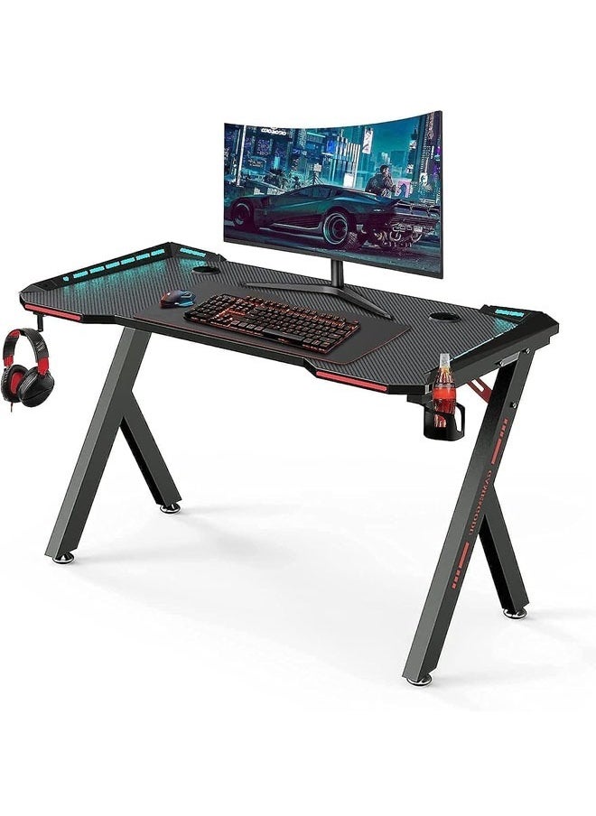 Ergonomic Gaming and Computer Desk with LED Lights and USB port 100 CM