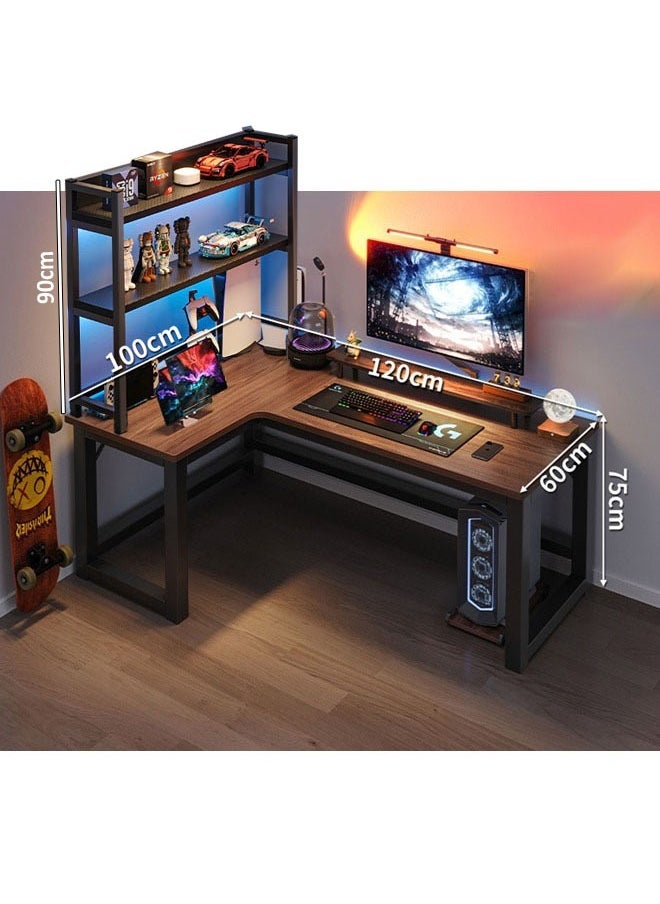 Computer and Multifunction Table Home Office Workstation with Sidestand 120X100 cm (Left Corner)