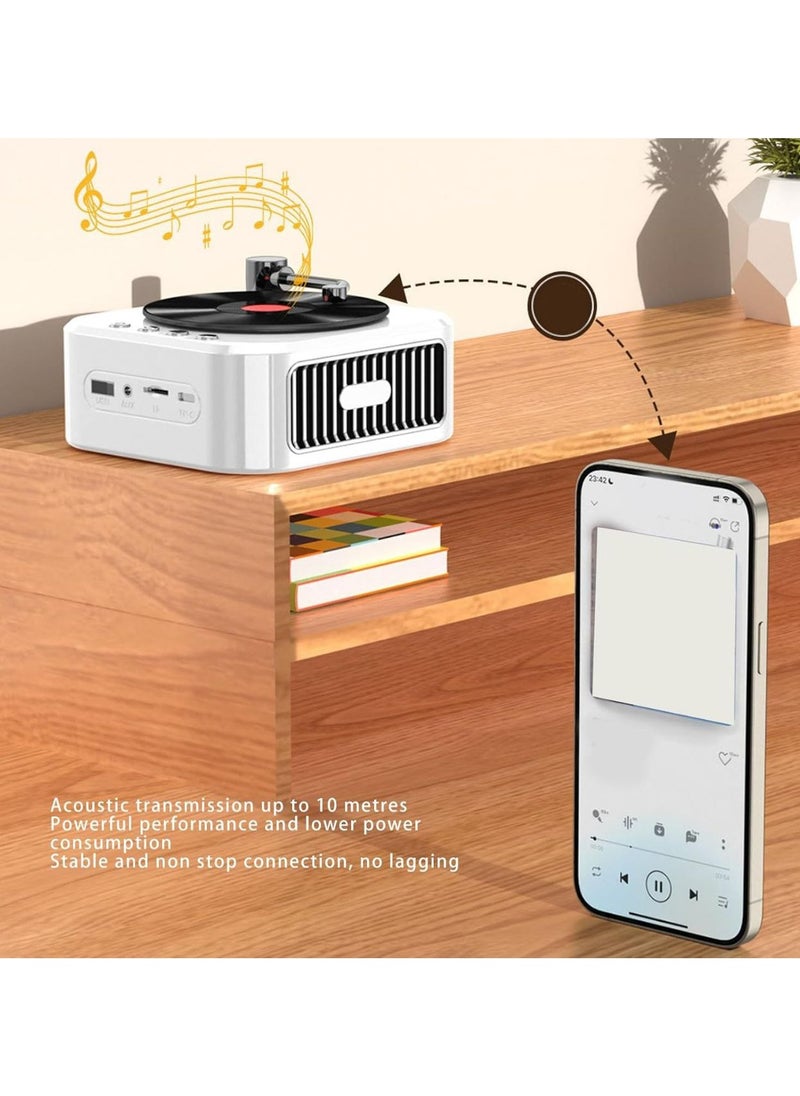 Bluetooth Speaker with Record Player Vintage Portable Bluetooth Speaker 3 Modes HiFi Stereo Sound Retro Portable Cable Less Turntable Home Speaker.