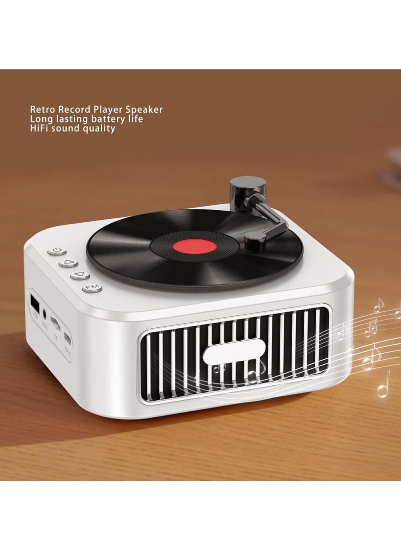 Bluetooth Speaker with Record Player Vintage Portable Bluetooth Speaker 3 Modes HiFi Stereo Sound Retro Portable Cable Less Turntable Home Speaker.