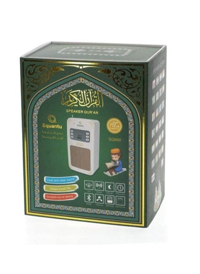 SQ-669 Smart Quran Speaker Wall Plug – 16 Reciters, 16 Translations, Bluetooth/USB/Remote/App Control, 8GB Storage