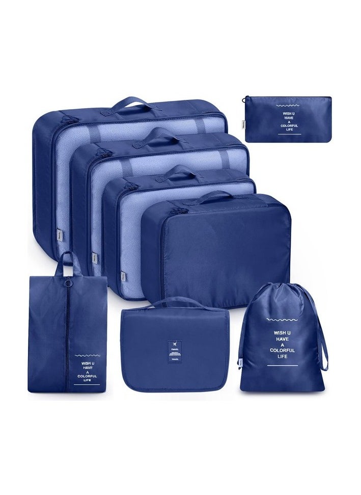 Seven Piece Machine washable travel organizer set Colour:Navy Blue Size:41.5*32*11cm