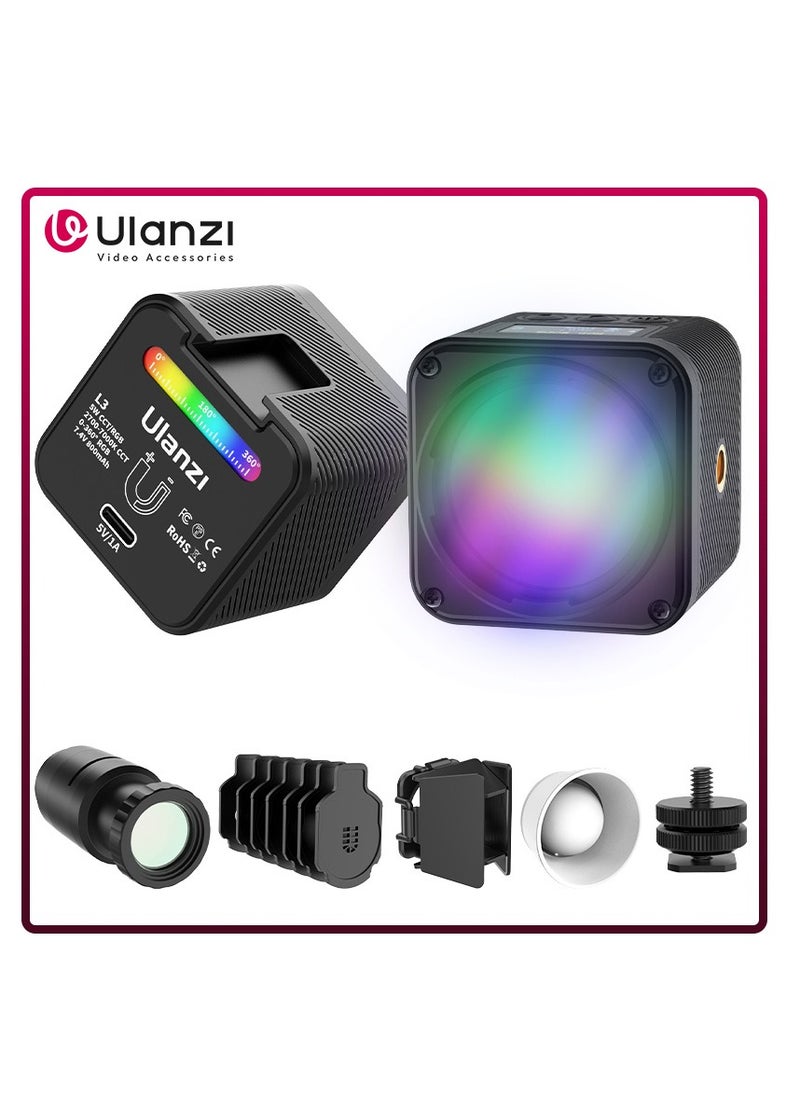 L2 RGB Mini COB Video Camera, Light Dimmable, 360° Full-Color Light, with Diffuser Honeycomb Photography, for DSLR Camera