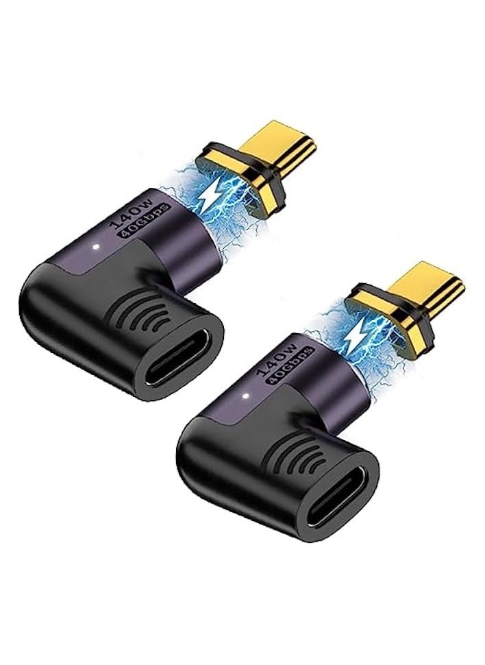 USB C Magnetic Adapter, PD140w (2 Pack) 40Gbps Data Transfer Fast Charge 8K 60Hz Video 24Pin Type C Connector Compatible for Thunderbolt 3 MacBook Pro/Air USB-C Laptop Phones and More Type C Devices