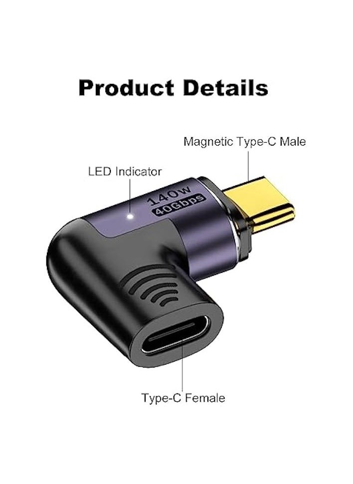 USB C Magnetic Adapter, PD140w (2 Pack) 40Gbps Data Transfer Fast Charge 8K 60Hz Video 24Pin Type C Connector Compatible for Thunderbolt 3 MacBook Pro/Air USB-C Laptop Phones and More Type C Devices