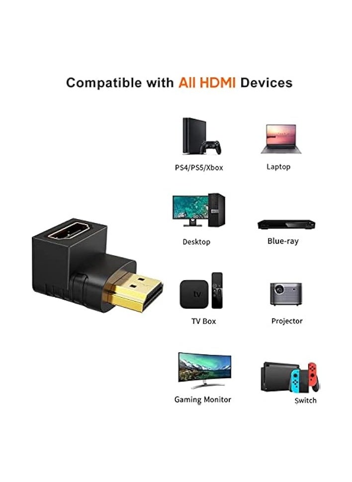 HDMI Male to Female Adapter,CableCreation 2 Pack 90 and 270 Degree Upward Angle HDMI to HDMI Converter, 4K 3D HDMI Extender for Roku,Fire Stick,Chromecast, Nintendo Switch,HDTV,Laptop,