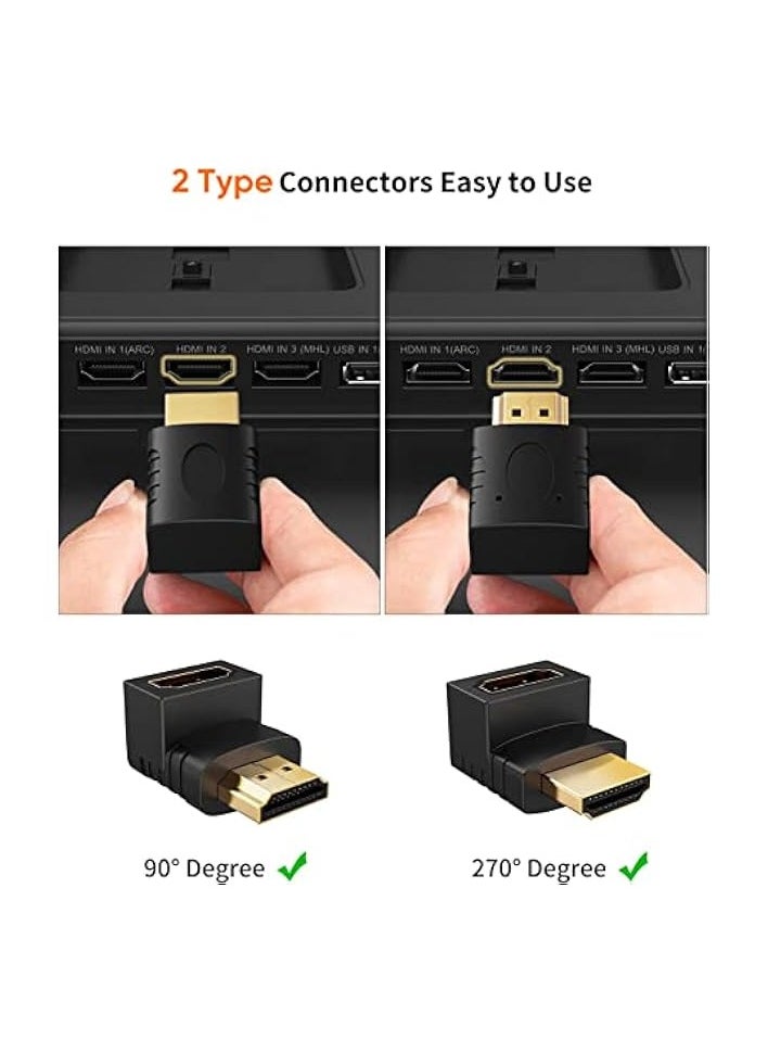 HDMI Male to Female Adapter,CableCreation 2 Pack 90 and 270 Degree Upward Angle HDMI to HDMI Converter, 4K 3D HDMI Extender for Roku,Fire Stick,Chromecast, Nintendo Switch,HDTV,Laptop,