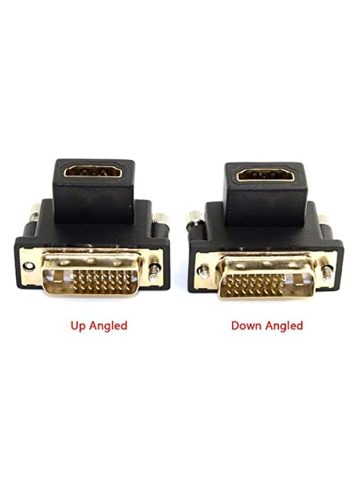 90 Degree Down Angled DVI Male to HDMI Female Adapter for Computer & HDTV & Graphics Card