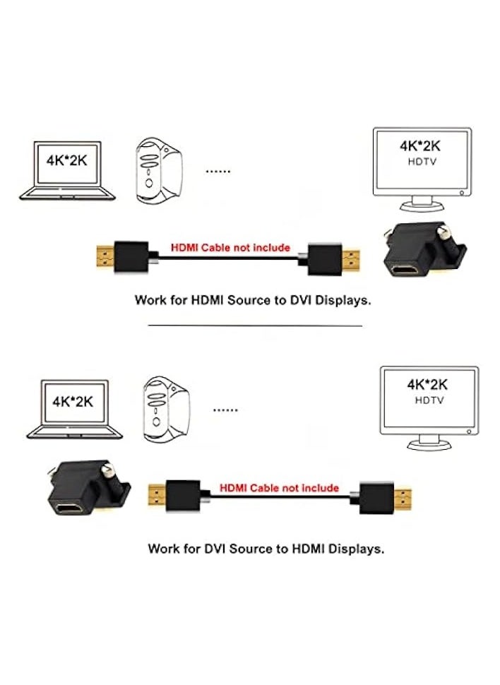 90 Degree Down Angled DVI Male to HDMI Female Adapter for Computer & HDTV & Graphics Card