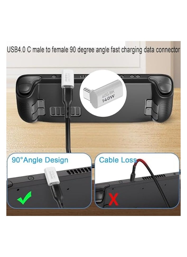 USB C Right Angle Adapter, 90° USB4.0 Type C Male to Female Connector, 40Gbps, 8K@60Hz, Aluminum Housing, for Laptops, Tablets, Phones, Steam Deck, 2 Pcs