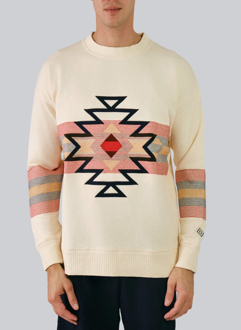 Geometric Relaxed C-Neck Sweat