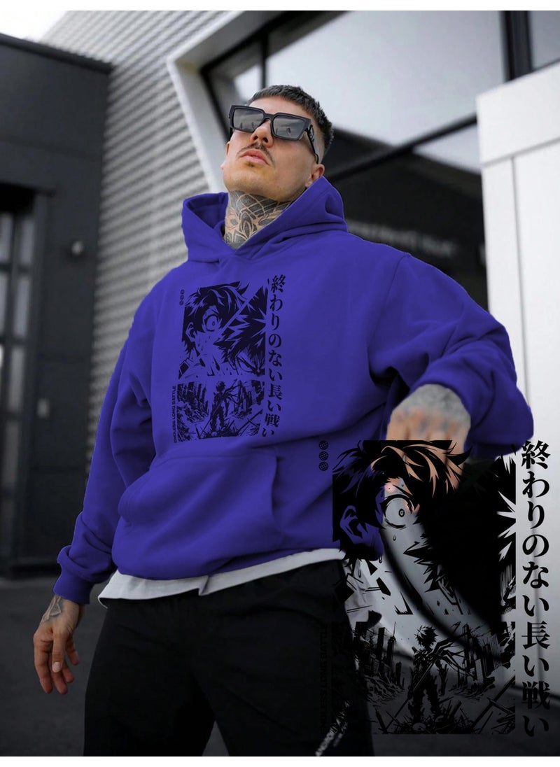 Women, Men Sweatshirt Oversize Long Battle Printed Thick Purple Lover Sweatshirt