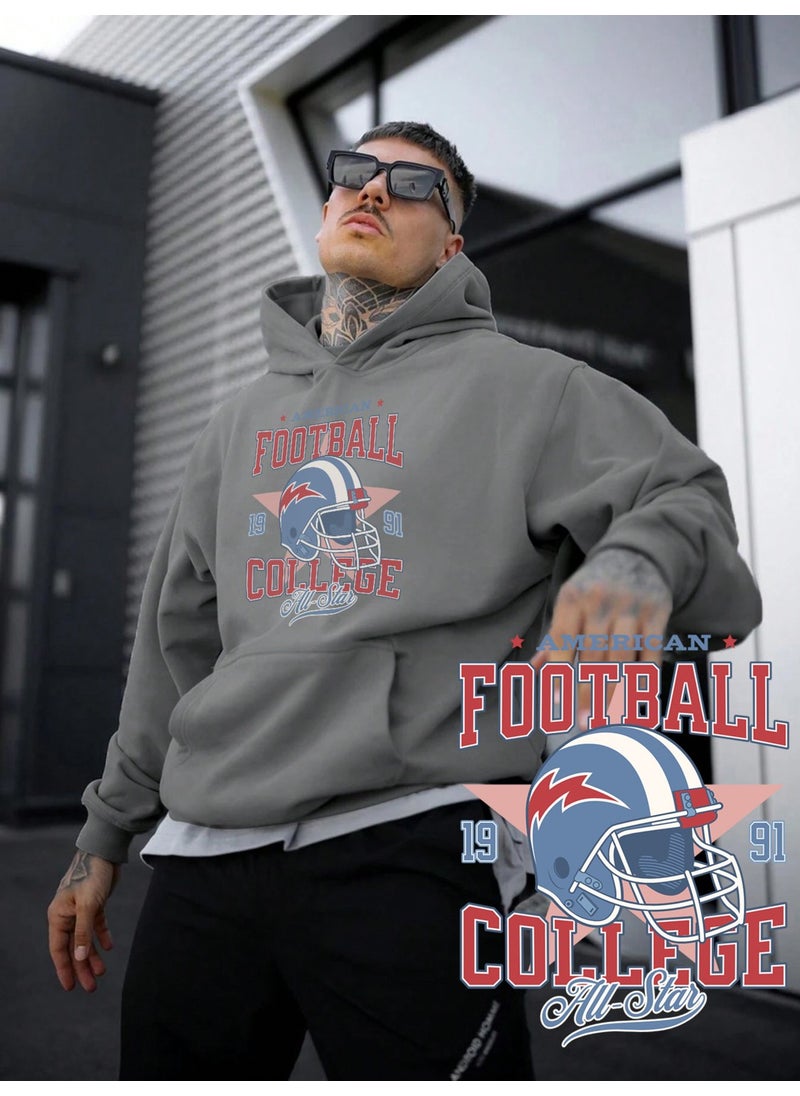 Women, Men's Sweatshirt Football All Star College Team Sports Printed Thick Gray Lover Sweatshirt