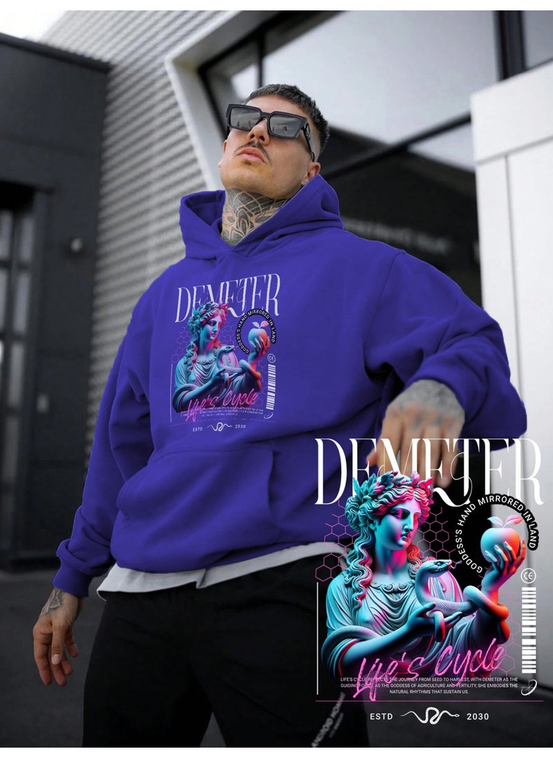 Women, Men Sweatshirt Oversize Demeter Greek Mythology Y2K Printed Thick Purple Lover Sweatshirt