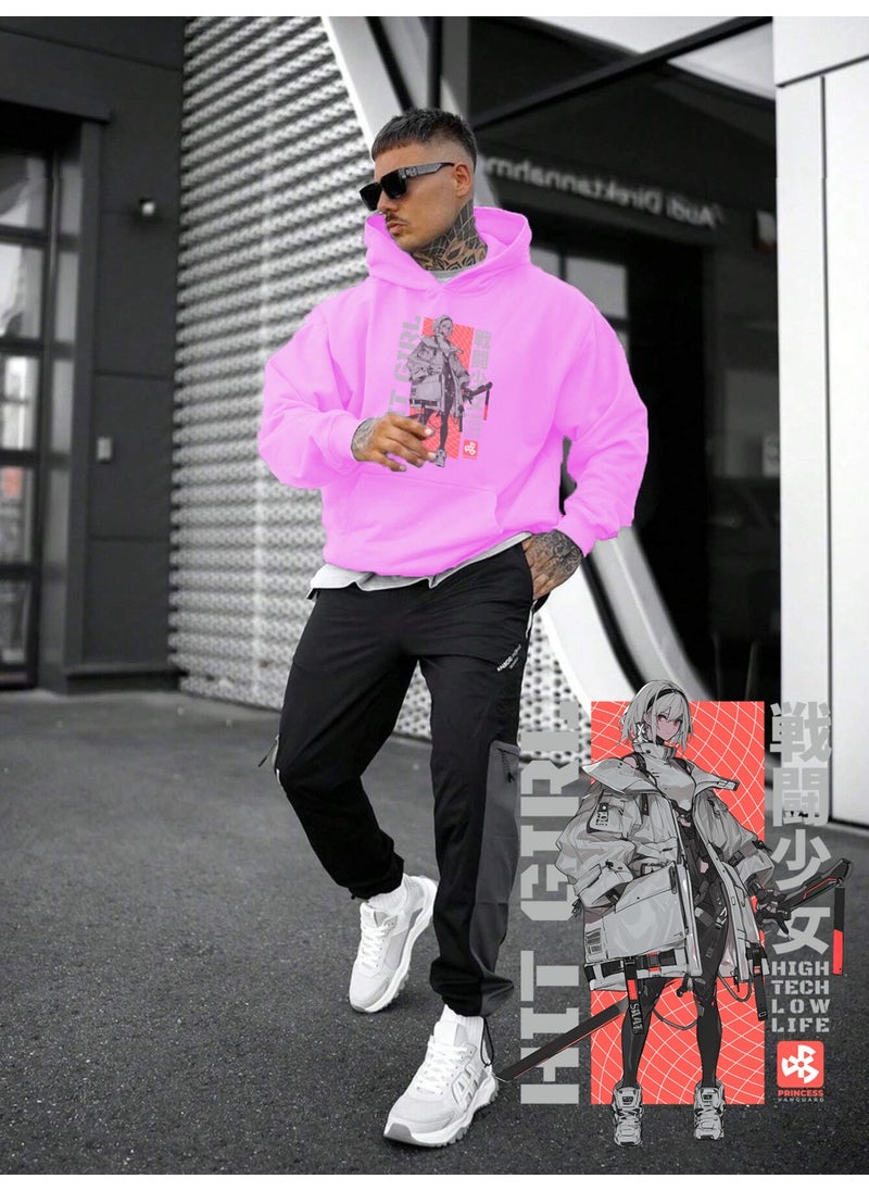 Women, Men's Sweatshirt Oversize Light Version Printed Thick Pink Lover Sweatshirt