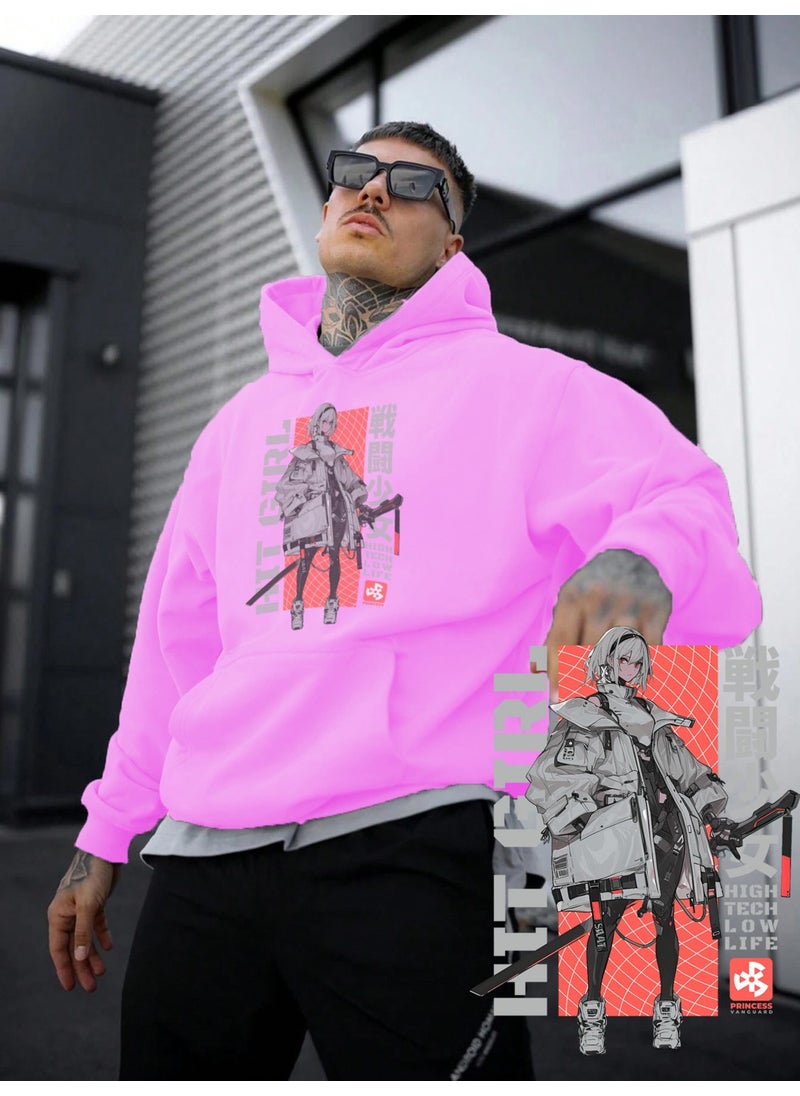 Women, Men's Sweatshirt Oversize Light Version Printed Thick Pink Lover Sweatshirt