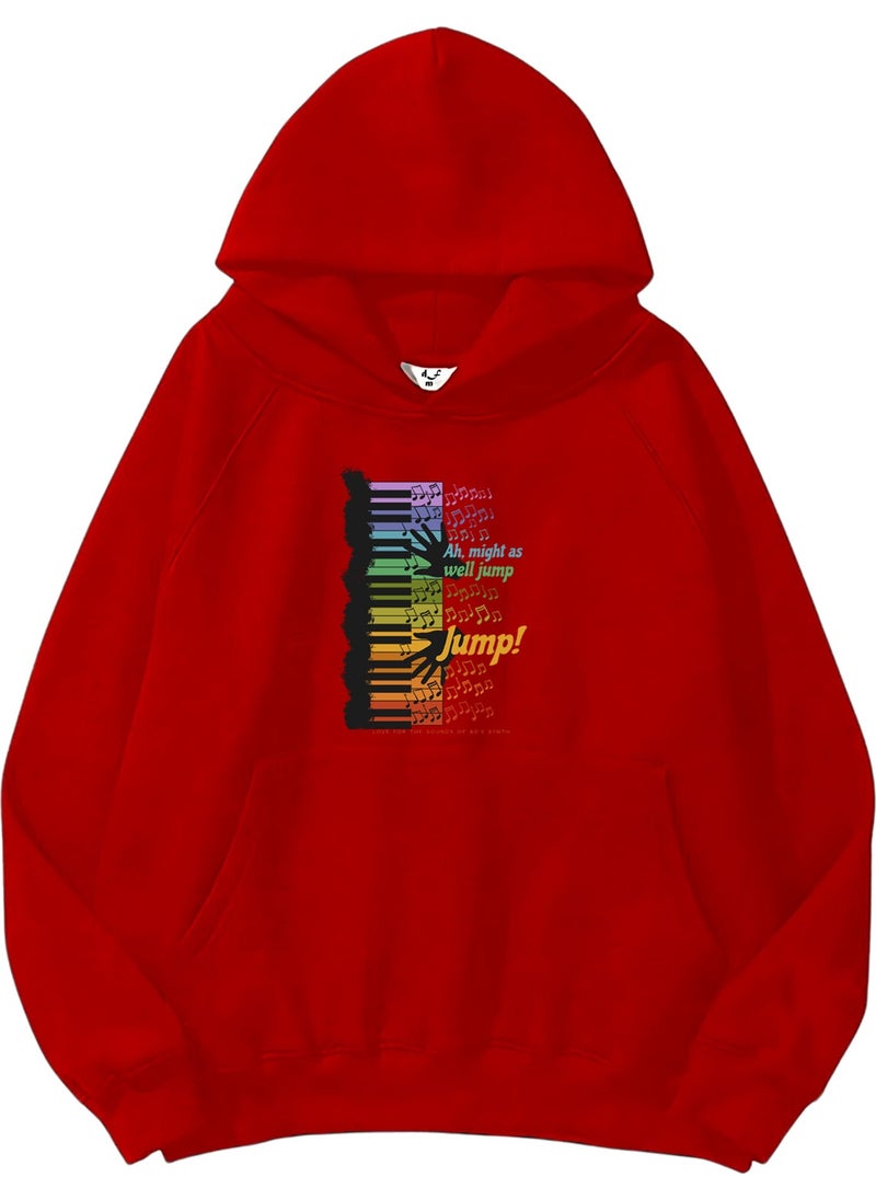 Women, Men's Sweatshirt Oversize Colorful Keyboard Printed Bold Red Lover Sweatshirt