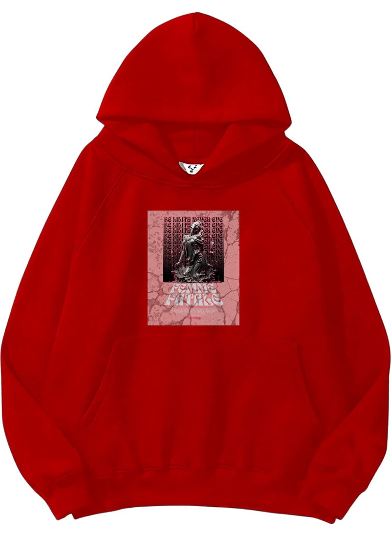 Women, Men Sweatshirt Oversize Femme Fatale Printed Thick Red Lover Sweatshirt