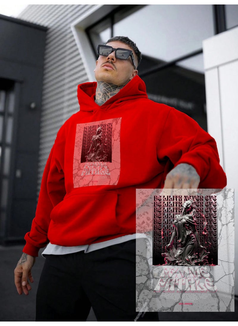 Women, Men Sweatshirt Oversize Femme Fatale Printed Thick Red Lover Sweatshirt