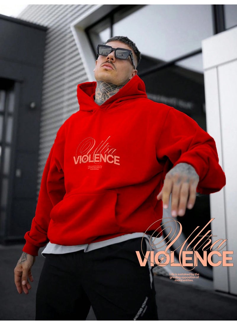 Women, Men's Sweatshirt Ultra Violence Printed Thick Red Lover Sweatshirt