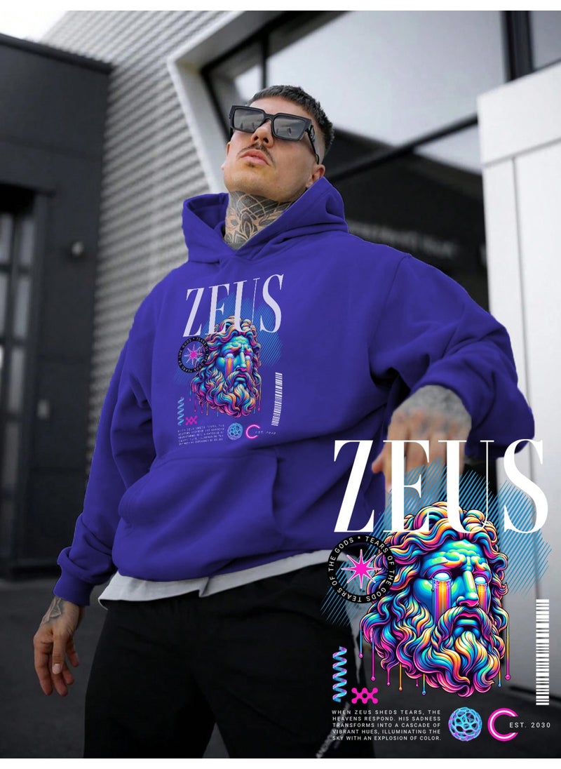 Women, Men Sweatshirt Psychedelic Zeus Tears Greek God Printed Bold Purple Lover Sweatshirt