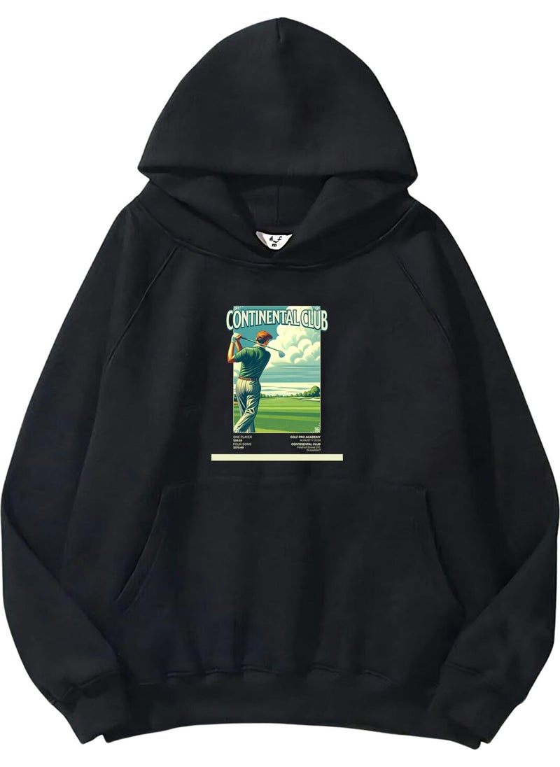 Women, Men Sweatshirt Oversize Golf Poster 1 Printed Thick Black Lover Sweatshirt