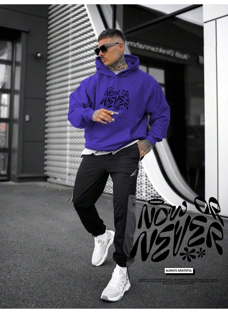 Women, Men's Sweatshirt Oversize Now Or Never Printed Thick Purple Lover Sweatshirt