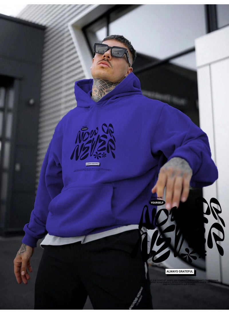 Women, Men's Sweatshirt Oversize Now Or Never Printed Thick Purple Lover Sweatshirt