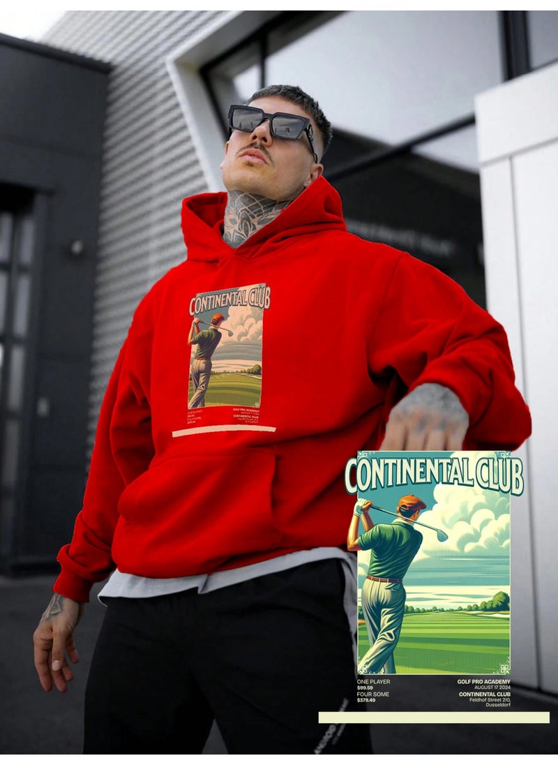 Women, Men Sweatshirt Oversize Golf Poster 1 Printed Thick Red Lover Sweatshirt