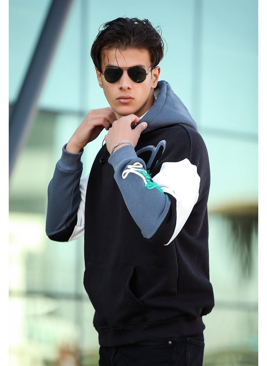 High Embroidered Oversize Sweatshirt - Black