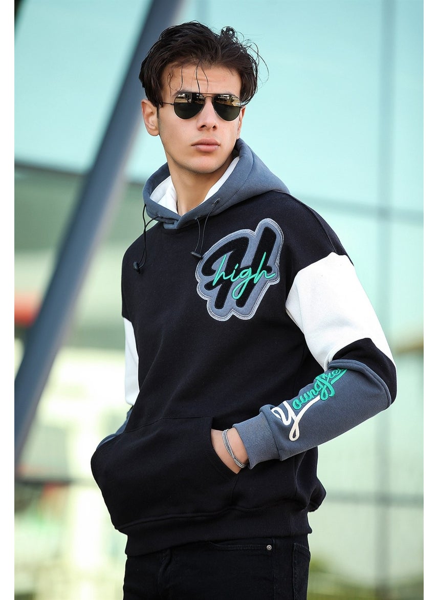 High Embroidered Oversize Sweatshirt - Black