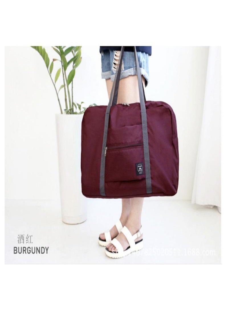 Korean Large Capacity Folding Travel Organizer BagBurgundy Burgundy