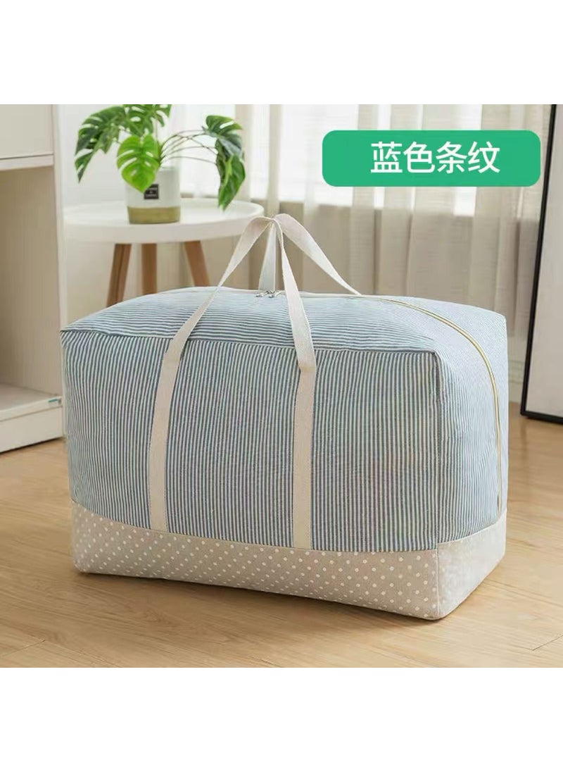 Storage bag quilt large clothes quilt waterproof moisture-proof mildew-proof finishing moving luggage packing bag Navy blue stripe