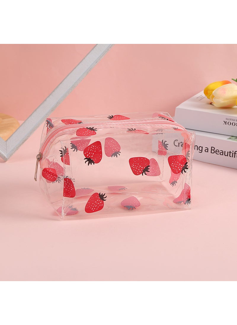 New Large Capacity PVC Clear Cosmetic Storage BagTransparent Strawberry Transparent Strawberry