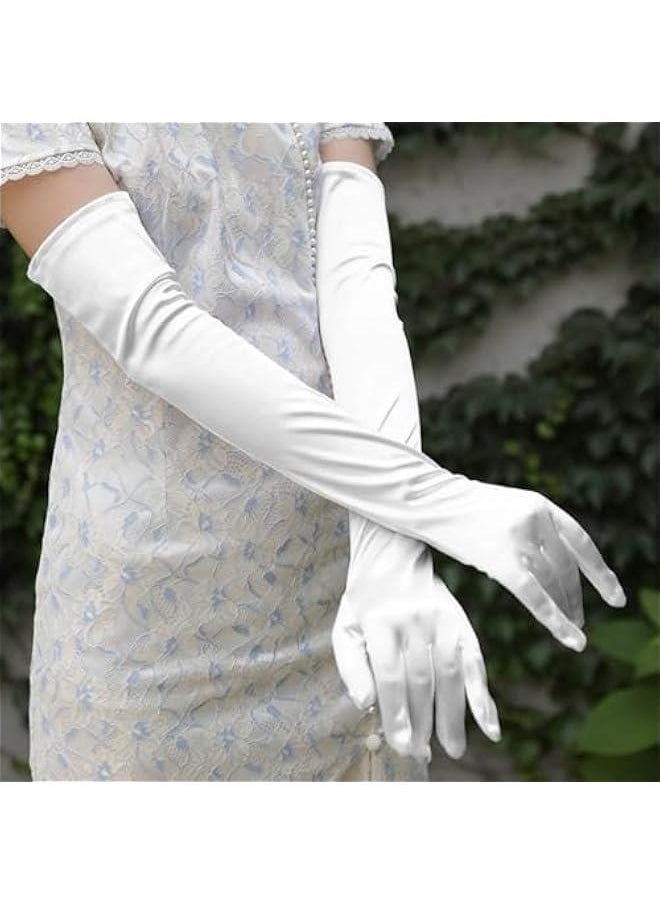 Opera Party Satin Gloves Long Wedding Bride Glove 1920s Party Accessories for Women and Brides Elbow Length