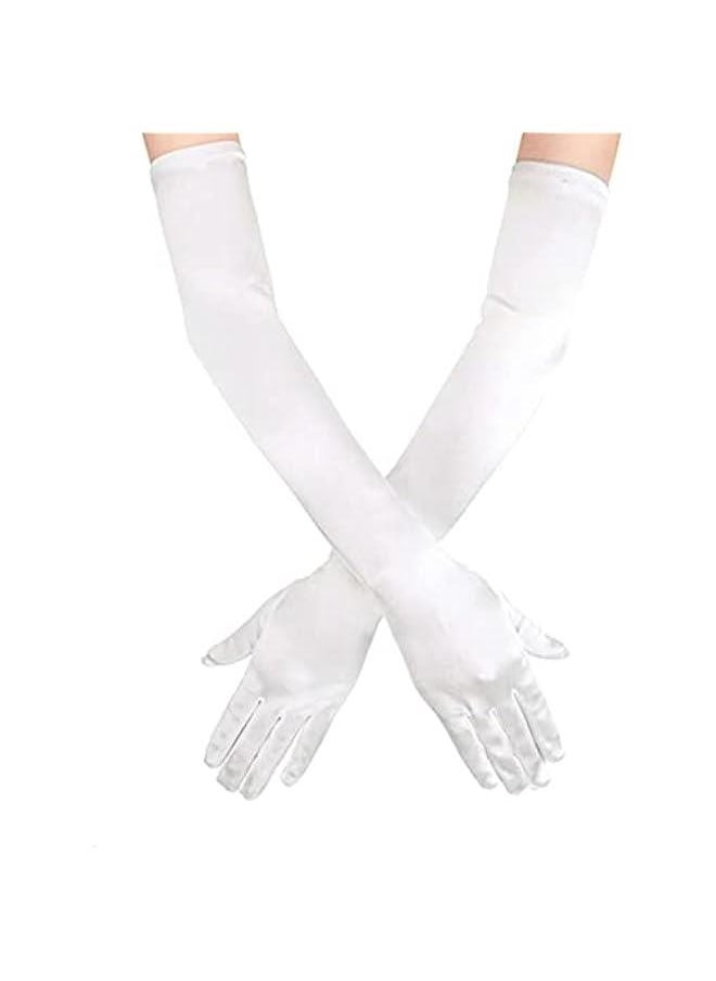 Opera Party Satin Gloves Long Wedding Bride Glove 1920s Party Accessories for Women and Brides Elbow Length