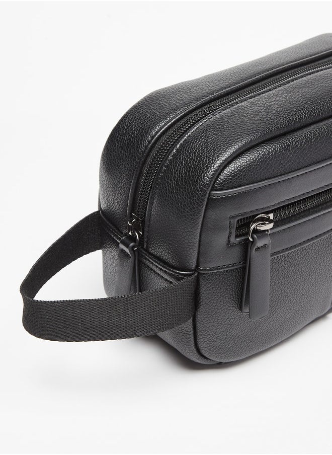 Duchini Solid Pouch Bag with Zip Closure and Side Handle