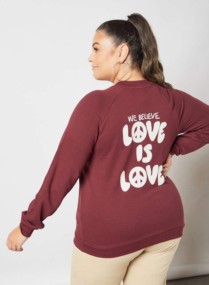 Plus Size Long Sleeve Sweatshirt Brown