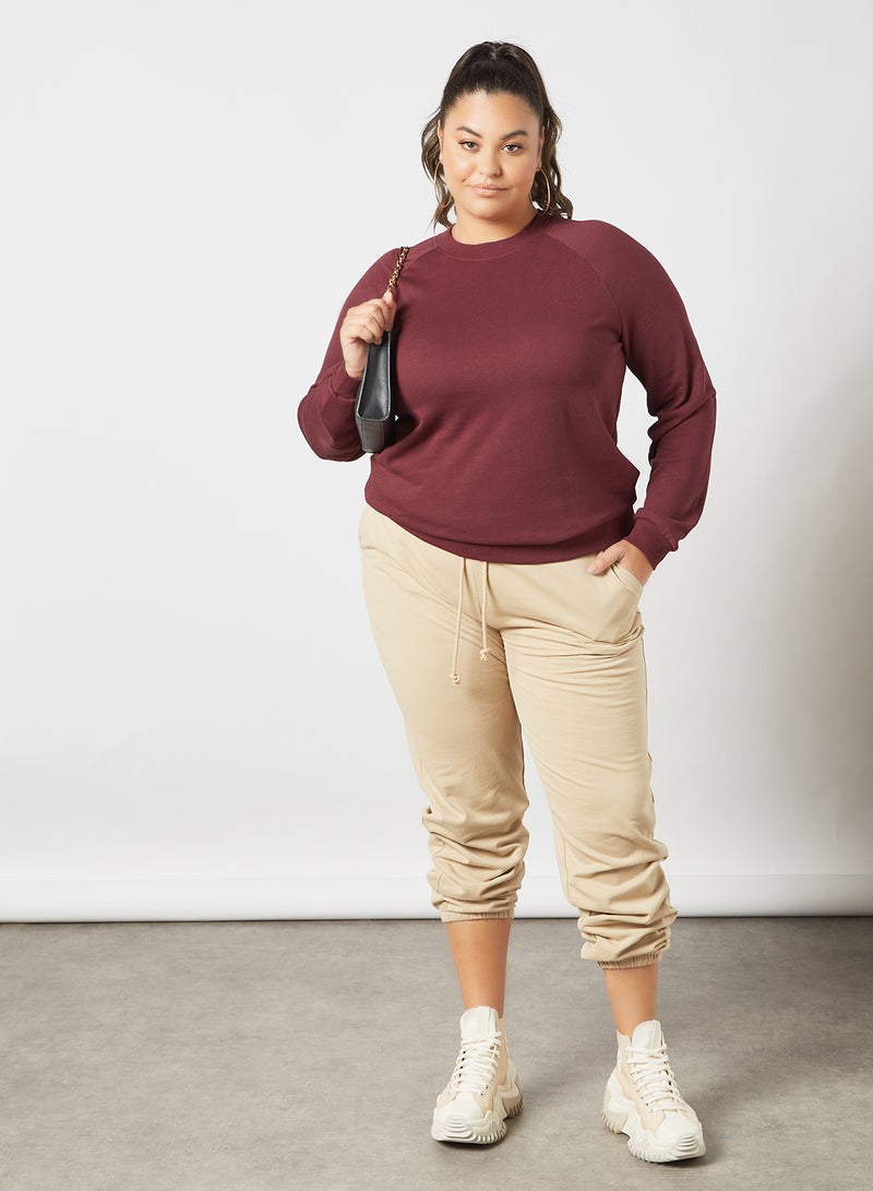 Plus Size Long Sleeve Sweatshirt Brown