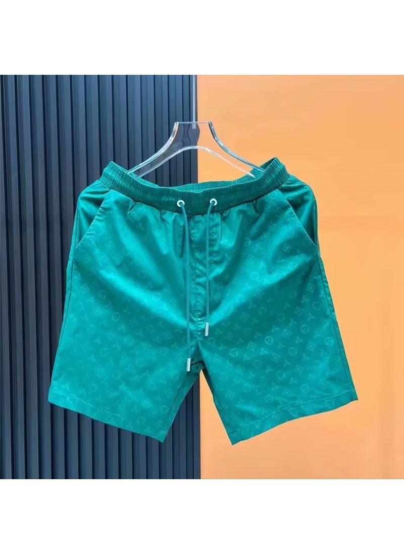 Summer Casual Shorts Men Fashion Loose Korean Style Green