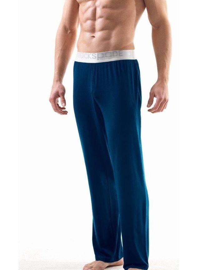 9304 Silver Long Dark Navy Blue Men's Pajama Bottom