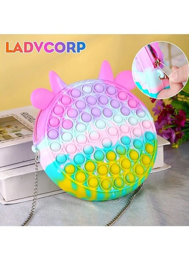 2-in-1 Stress and Anxiety Relief Push Pop Bubble Silicone Unique Fidget Toy Shoulder Bag 7.08x7.08x7.87inch