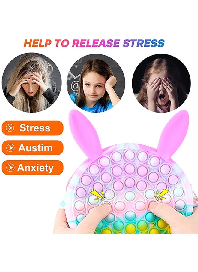 2-in-1 Stress and Anxiety Relief Push Pop Bubble Silicone Unique Fidget Toy Shoulder Bag 7.08x7.08x7.87inch